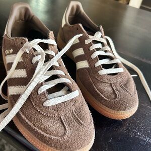 Adidas Brown and White Sneakers Classic Suede Design
